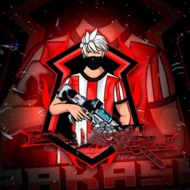 an anime character holding a machine in front of a red and black background