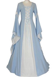 Gaun Abad Pertengahan, Very Short Dress, Medieval Gown, Old Dresses, Light Blue Dresses, Medieval Dress, Rockabilly Dress, Blue And White Dress, Medieval Fashion