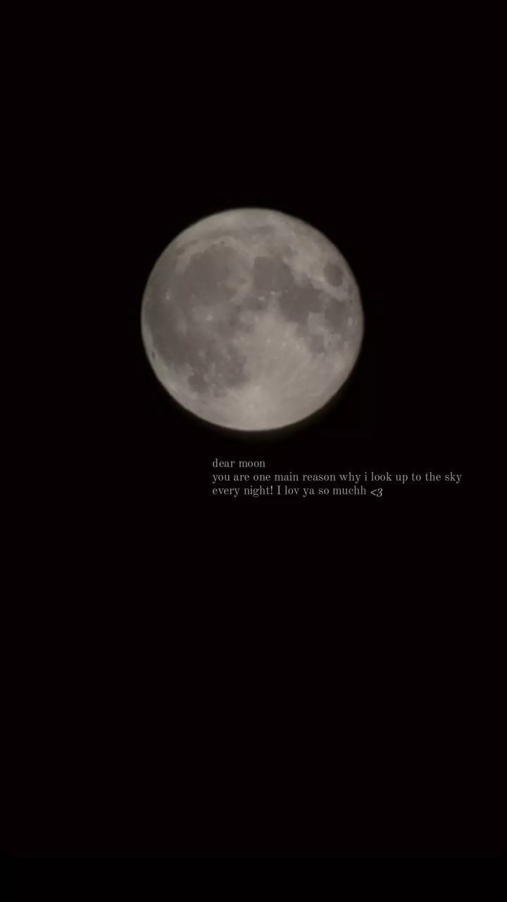 the full moon is seen in the dark sky with an inscription below it that reads,