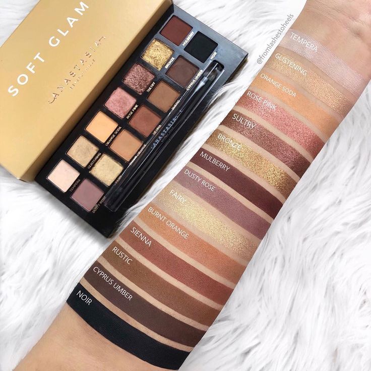 Swatched Soft Glam Palette 🎨 @fromlashestoheels Abh Eyeshadow Palette, Abh Soft Glam, Soft Glam Eyeshadow, Anastasia Makeup, Anastasia Beverly Hills Eyeshadow, Fish Makeup, Glam Eyeshadow, Makeup Starter Kit, Eyeshadow For Blue Eyes