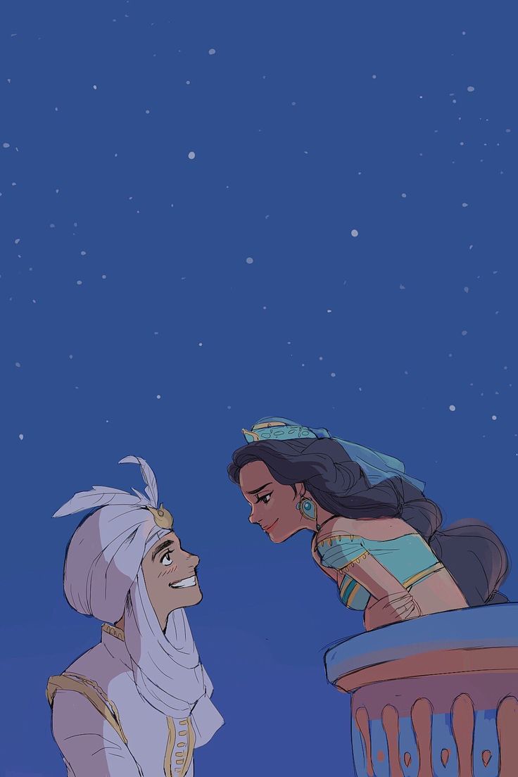 the princess and the frog are looking at each other in front of the night sky