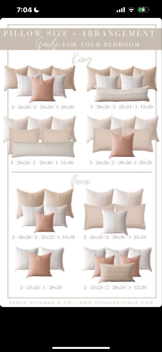 the pillow size and arrangement guide for your bedroom