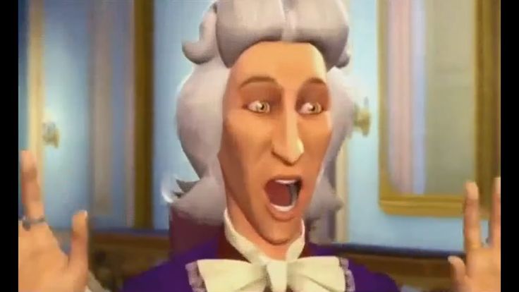 an animated image of a man in a purple suit and bow tie with his mouth open