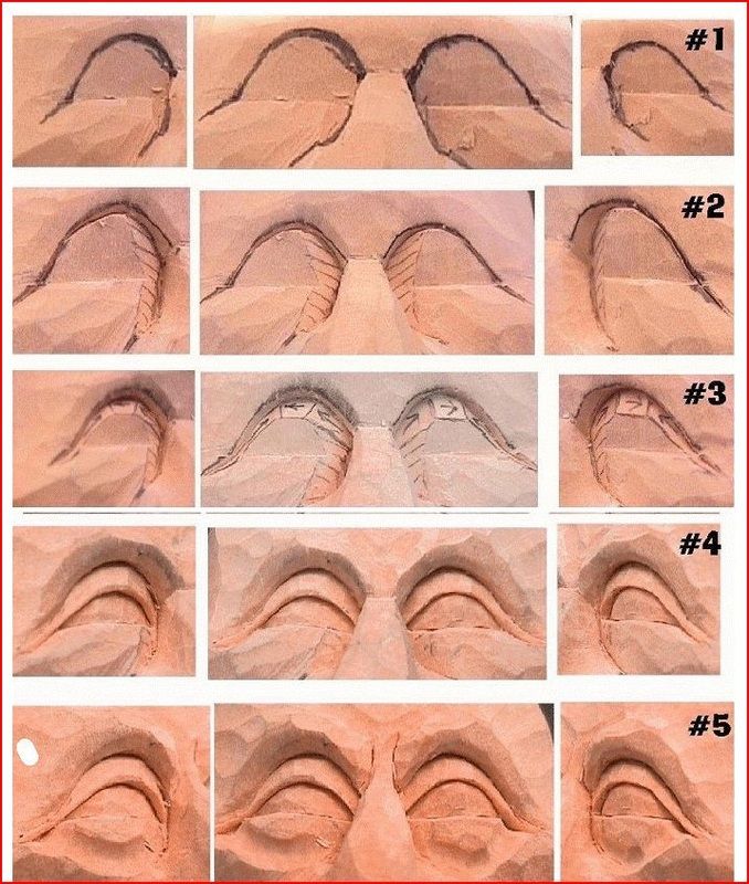 the steps to draw an eye in sand