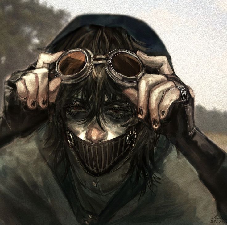 a man with goggles covering his eyes