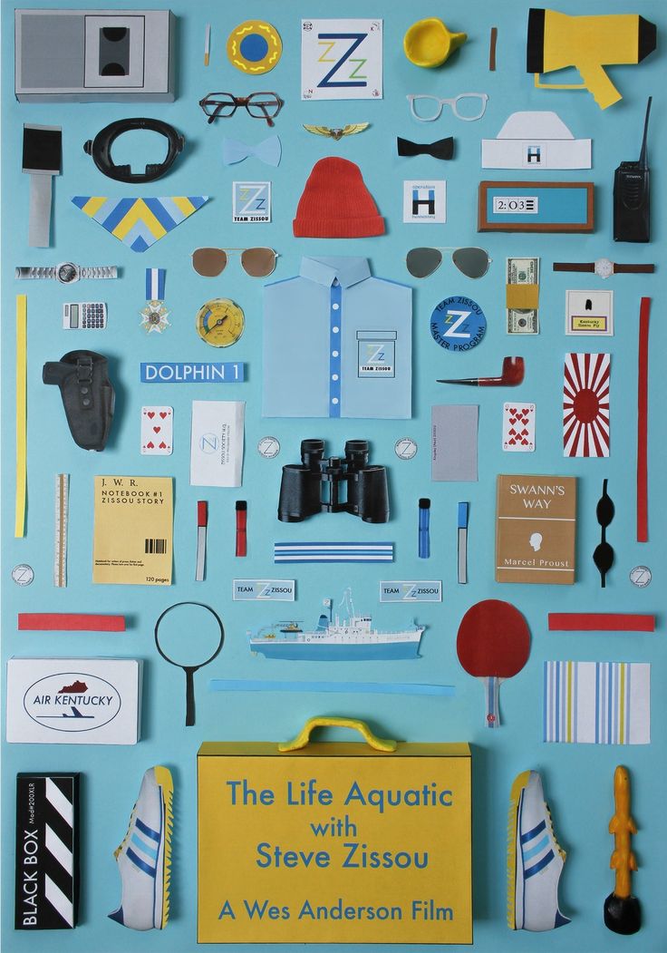 the life aquatic with steve zissou, a was anderson film poster is displayed