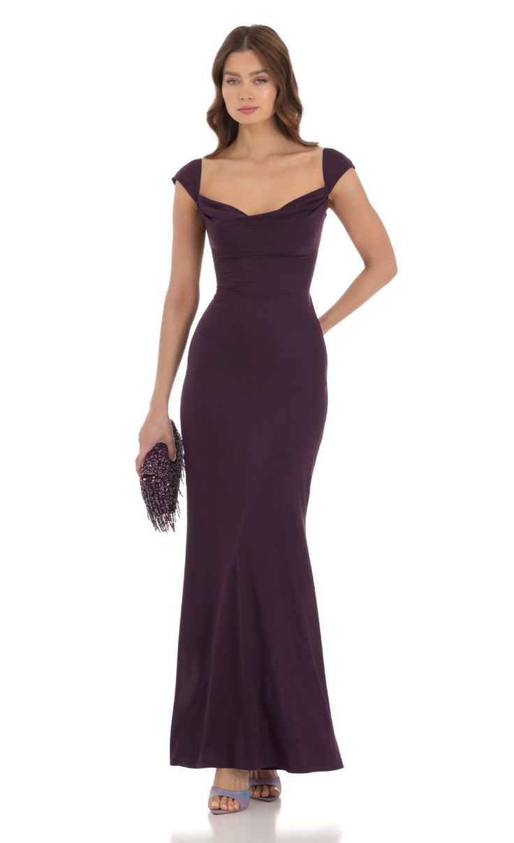 Strappy Cowl Neck Maxi Dress in Purple | LUCY IN THE SKY Affordable Formal Dresses, Cowl Neck Maxi Dress, Prom Dress Inspo, Military Ball, Prom Dress Inspiration, Stil Inspiration, Grad Dresses, Shop Maxi Dresses, Looks Vintage