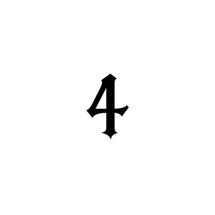 the number four is black and white with an arrow pointing to it's left