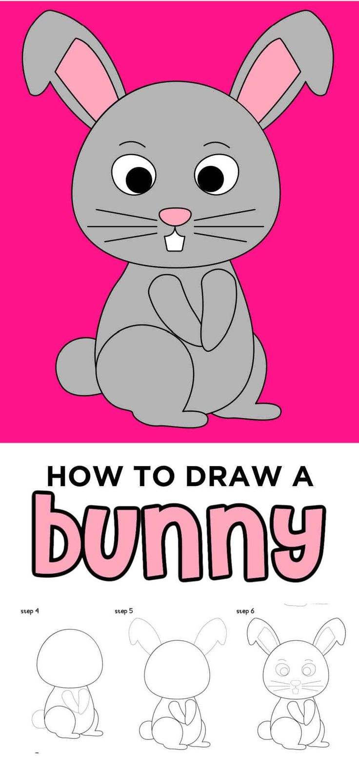 how to draw a cartoon bunny for kids