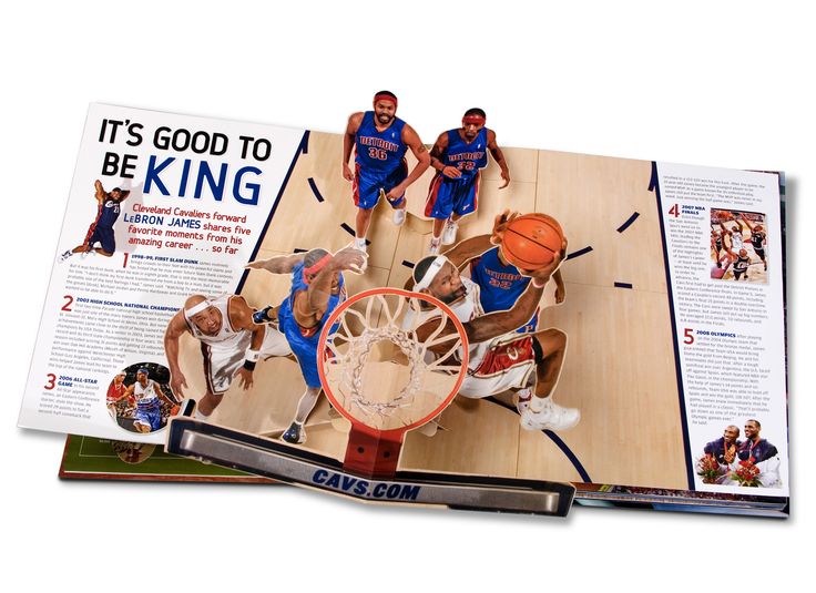 an open magazine with basketball players on it