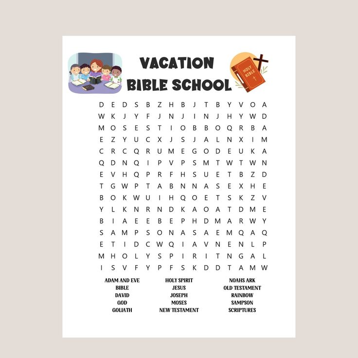 the vacation bible school word search