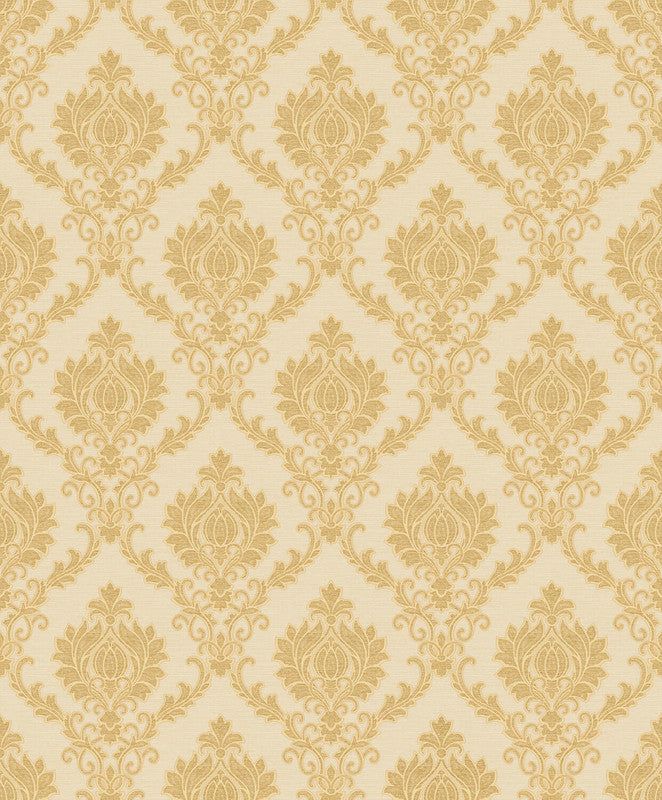 Sample Damasco Wallpaper in Yellow/Neutrals English Cottage Bedroom, Italian Wallpaper, Lace Wallpaper, Damask Wall, Aesthetic Lockscreens, Wedding Planning Decor, Italian Culture, Beautiful Wallpaper, Traditional Home