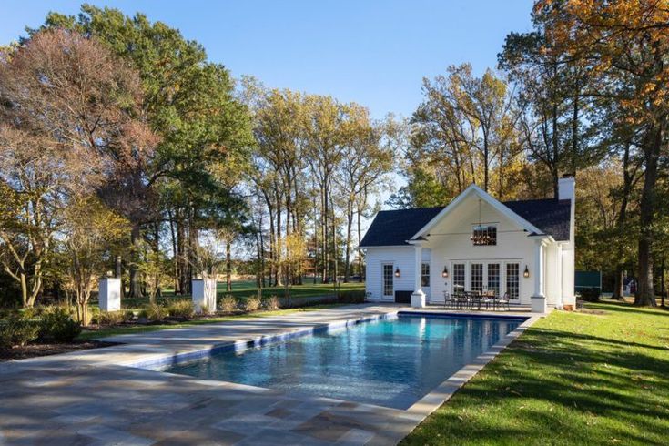 a house with a pool in the yard