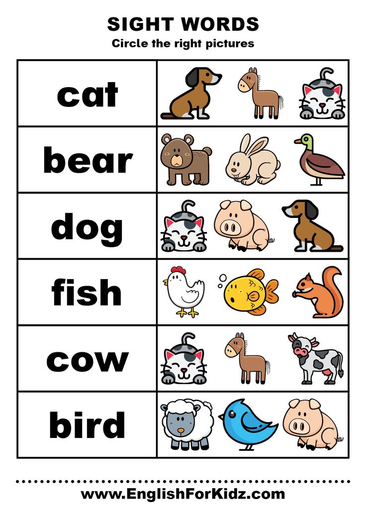 Sight words animals - printable ESL worksheets English Speaking For Kids, Printable Sight Words, Sight Word Worksheets Free, Sight Words Worksheets, Preschool Sight Words, Teach English To Kids, Animal Activities For Kids, English Worksheets For Kindergarten, Sight Words Printables