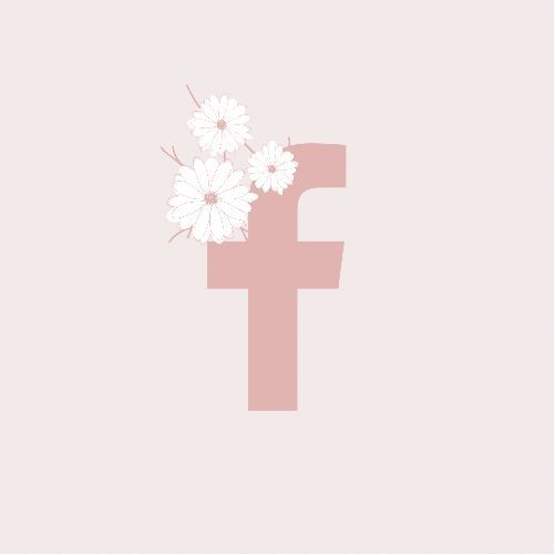 the letter f with flowers in it on a light pink background and white text below