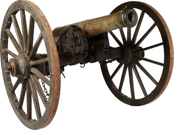 an old cannon is sitting on a white background