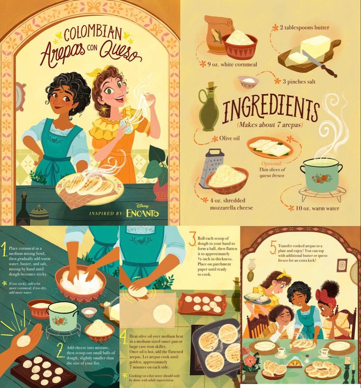 an illustrated book with pictures of people cooking