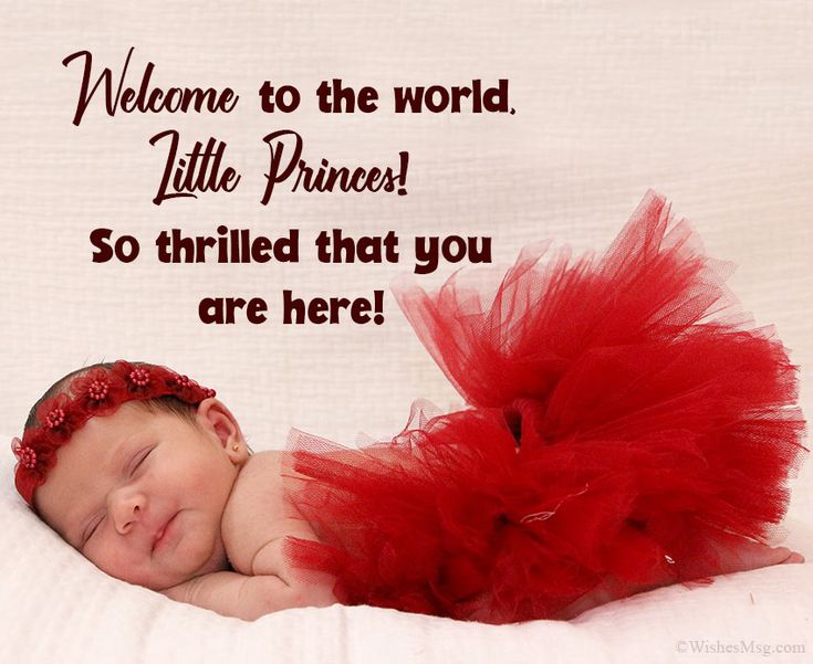 a baby is sleeping on a bed with a red tutu skirt and the words welcome to the world little princess so thrild that you are here