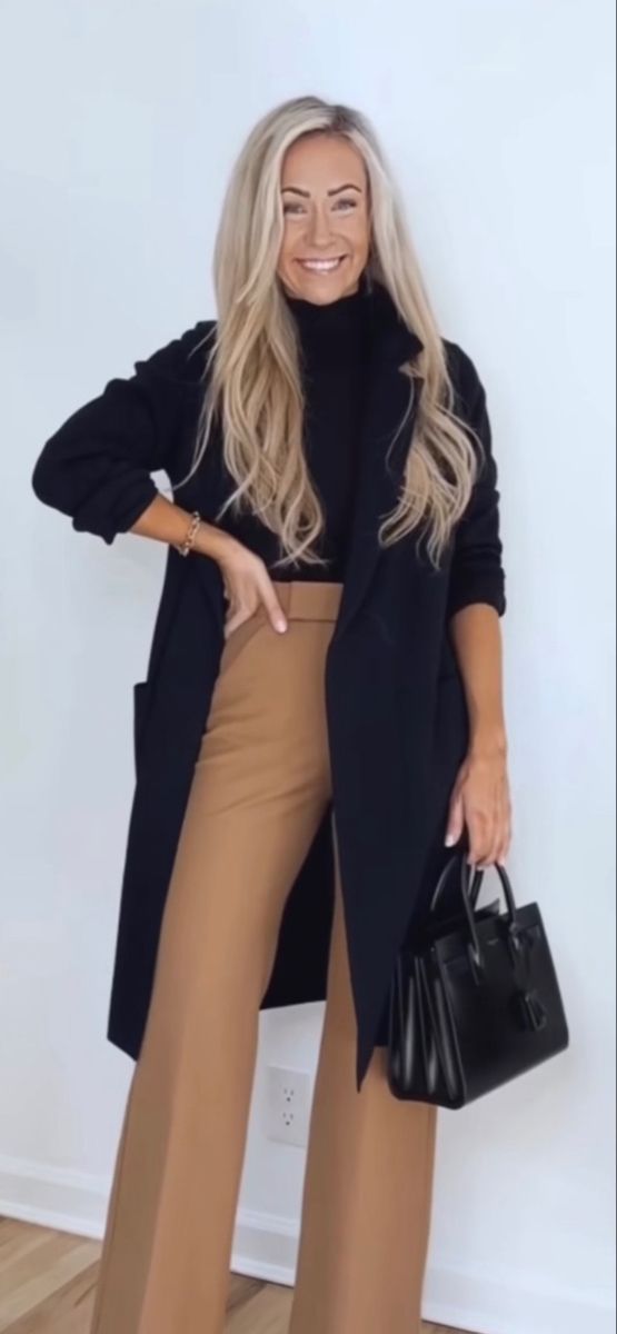 Work Outfits Long Sleeve, Long Black Cardigan Outfit Work, Long Cardigan Work Outfit, Fall Workwear 2024, Cold Weather Professional Outfits, Classy Work Outfits Winter, Trendy Work Outfits For Women Winter, Holiday Business Casual Outfits, Black Duster Cardigan Outfit