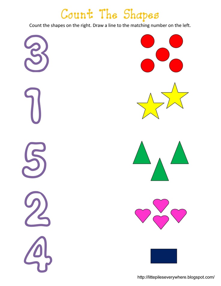 count the shapes worksheet for counting numbers