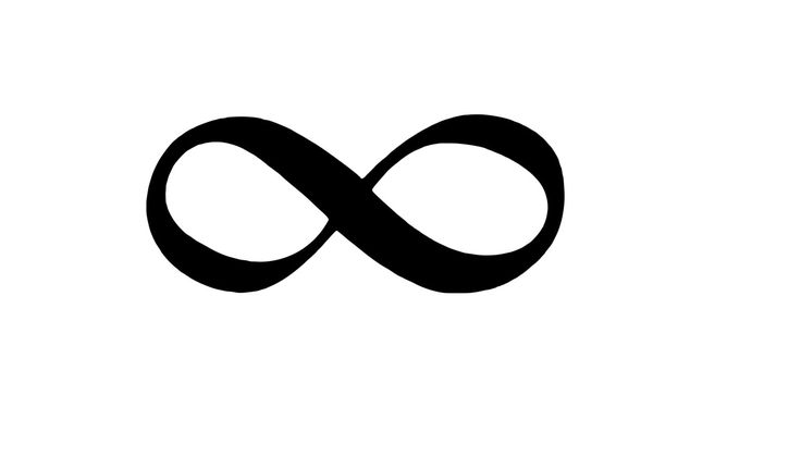 an infinite sign is shown in black on a white background, with the letter's name below it