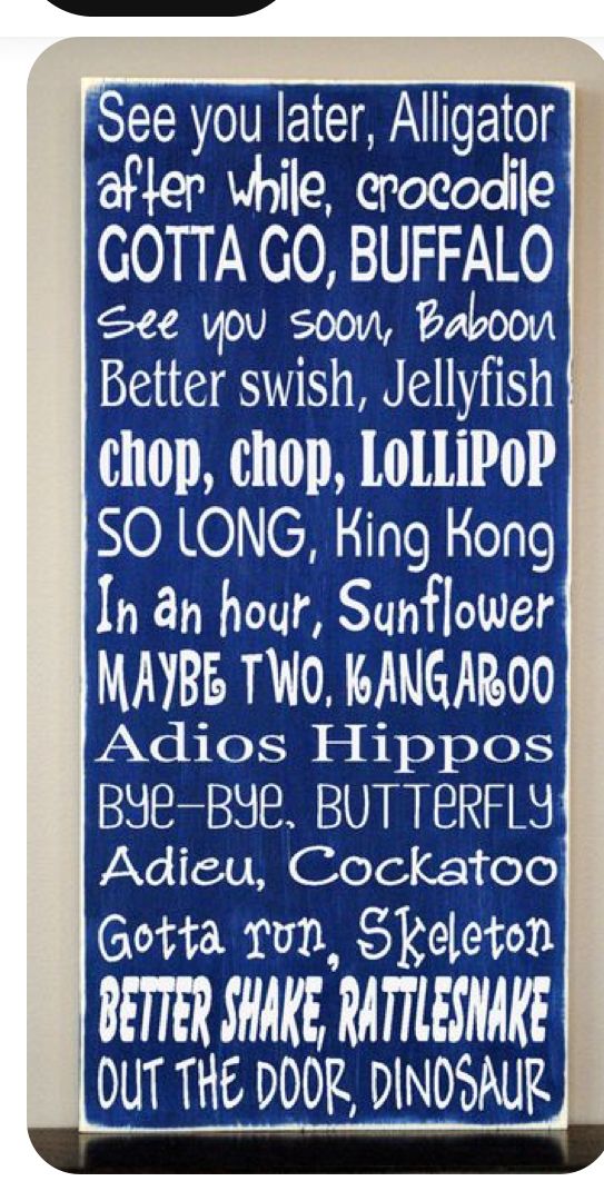 a blue and white sign with words on it