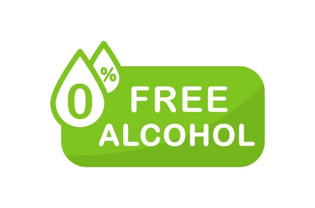 free alcohol sign with the word free alcohol on it and an image of a drop of water