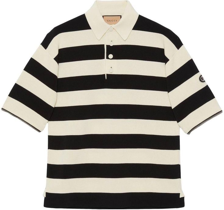 Ever wondered what the perfect blend of style and comfort feels like? This Gucci long sleeve polo shirt is like a gentle hug you can wear, effortlessly elevating your casual look with its classic charm. Trust us, once you try it, you'll want to live in it. Season: SS23 Color: IVORYBLACK Composition: 100% COTTON Made in: ITALY Department: MEN Section: CLOTHING Family: T-SHIRTS & TOPS