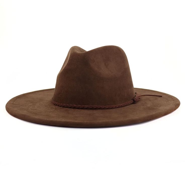 PRICES MAY VARY. MATERIAL:The wide brim fedora hats for women is made of suede material, which makes the hat feel soft, smooth and light to the touch. In addition, the air permeability is also relatively strong. ADJUSTABLE SIZE:Hat Circumference: 56-58cm/22"-22.8"; Brim Width: 9cm/3.54"；Height: 12cm/4.72".With moisture wicking inner ribbon straps to adjust sizes in between. CLASSIC DESIGN:This Western cowboy hat with air holes is designed to be light, breathable and unstuffy for any season.Class Brimmed Fedora For Country Events, Solid Fedora For Country Events, Brown Wide Brim Panama Hat For Winter, Country Style Fedora With Flat Brim, Solid Color Fedora For Country Events, Country Style Solid Color Fedora With Flat Brim, Country Style Solid Fedora Hat, Solid Color Country Style Fedora Hat, Country Style Solid Color Wide Brim Hat