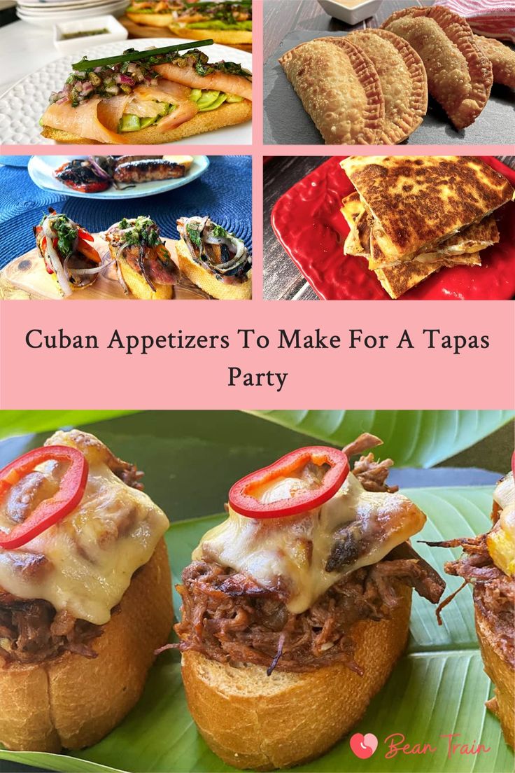 the collage shows different types of appetizers to make for a tapas party