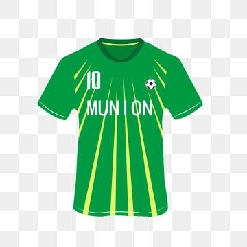 a green soccer jersey with the number 10 on it, and an image of a soccer ball