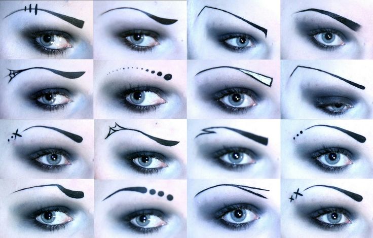 Goth eyebrows Gothic Eyebrows, Goth Eyebrows, Goth Eye Makeup, Eyeliner Designs, Eyebrow Design, Punk Makeup, Arte Peculiar, Swag Makeup, Simple Makeup Looks