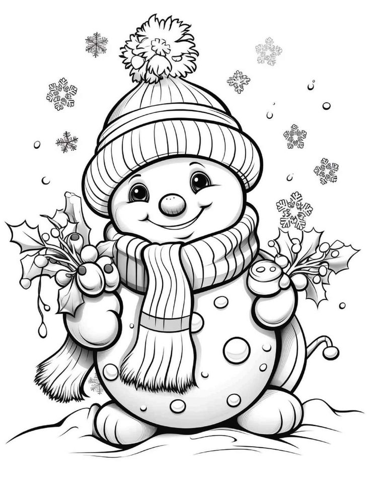 a snowman with a hat and scarf