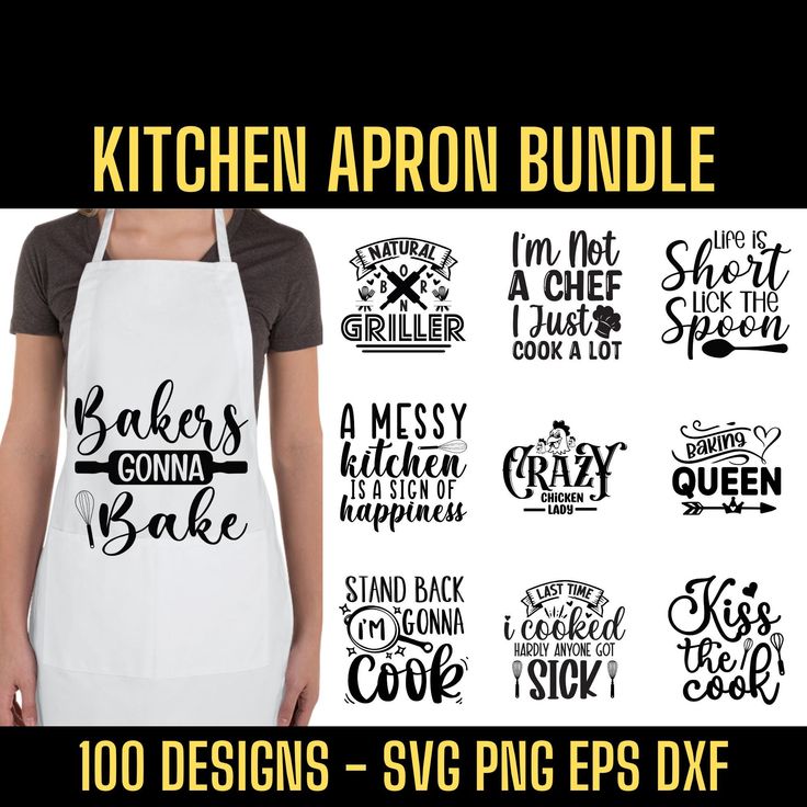 kitchen aprons svg bundle