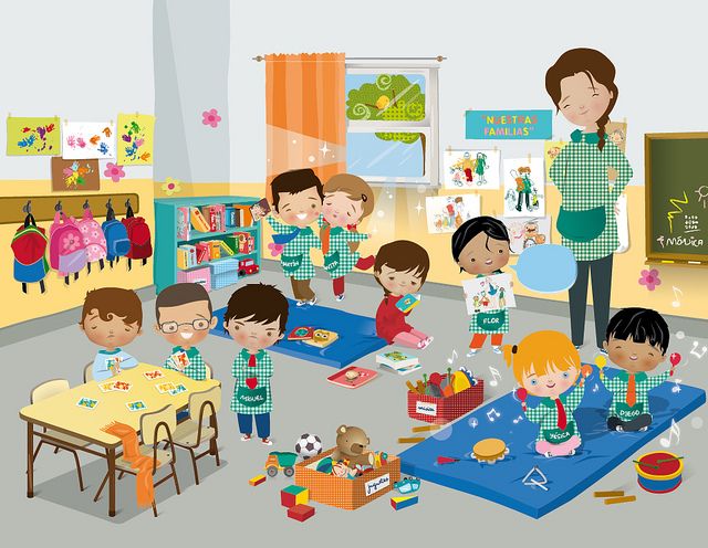 a group of children playing with toys in a room