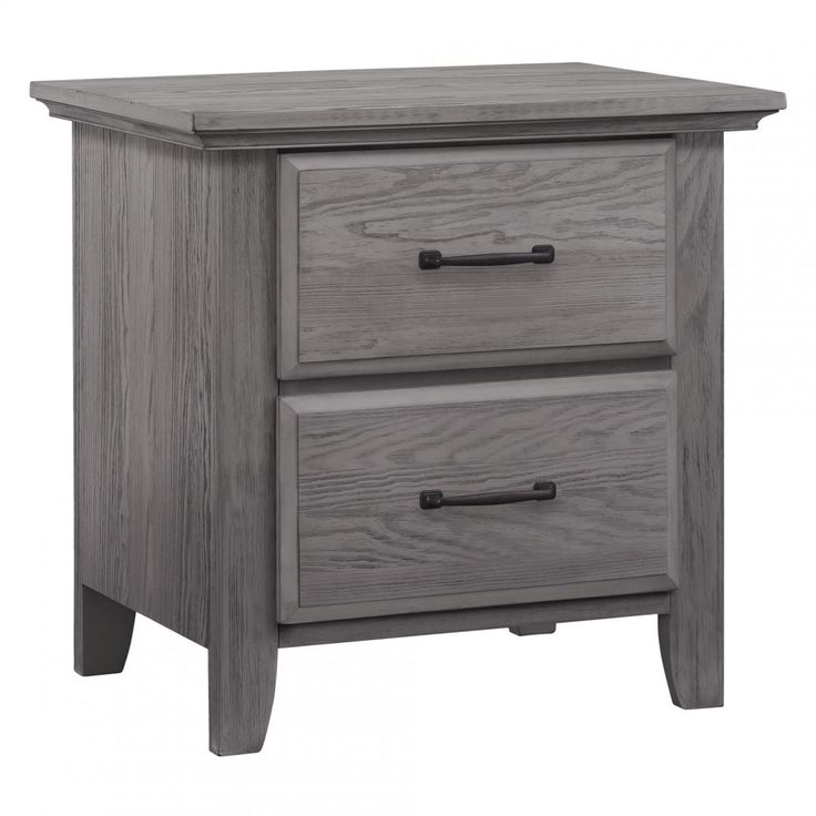 two drawers are shown with one drawer open and the other closed, both in grey wood