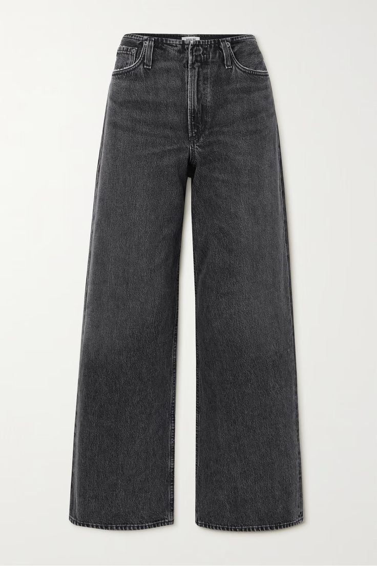 Shop AGOLDE Lex low-rise wide-leg organic jeans, Explore the latest AGOLDE women's collection today on NET A PORTER Wide Leg Black Jeans, Jean Large, Cute Pants, Cute Jeans, Wide Legs, Wish List, Washed Jeans, Dream Clothes, Net A Porter