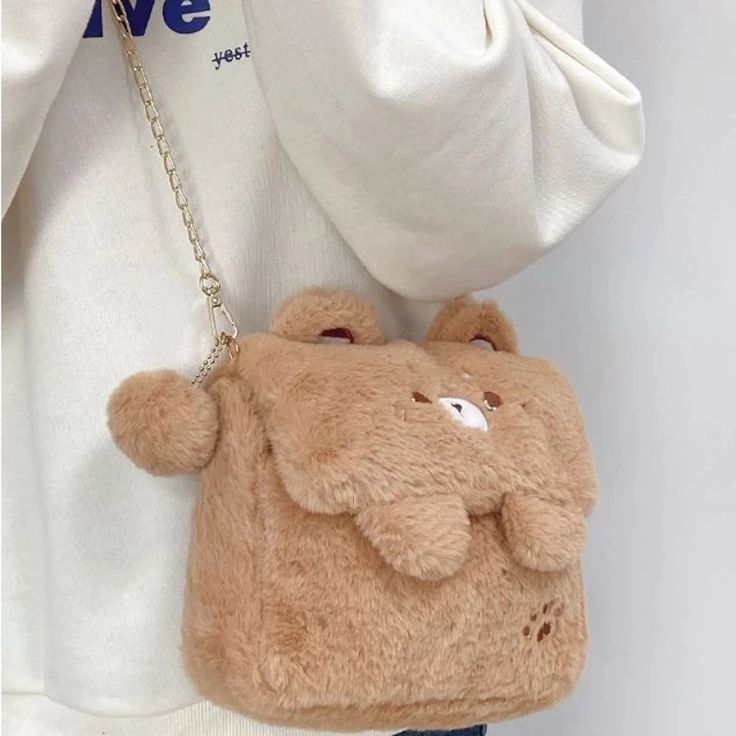 Bear Purse Shoulder | Kawaii Fluffy Purse | Bears Shoulder Bag | Fluffy Bear Purse - Cute - Aliexpress Fluffy Bags, Fluffy Purse, Fluffy Bag, Fur Handbags, Pom Pom Keychain, Girly Bags, Novelty Bags, Pretty Bags, Cute Bear