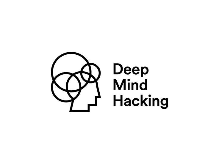 a black and white logo with the words deep mind hacking on it's side