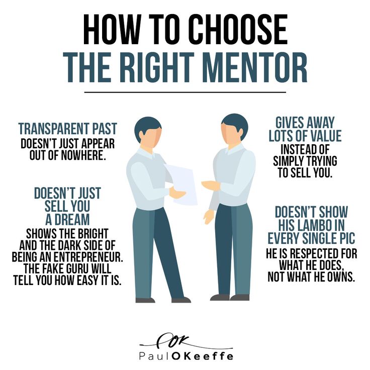 two men standing next to each other with the words how to choose the right mentor