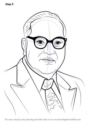 a drawing of a man wearing glasses and a suit with the words, step 9