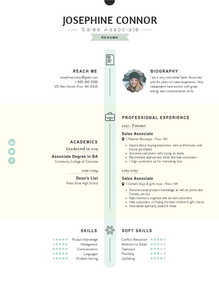 Sales Associate Resume Template  Visme Sales Associate Resume, Interior Design Resume, Photographer Resume, Cv Ideas, Free Professional Resume Template, Visual Resume, Business Analyst Resume, Project Manager Resume, Resume Ideas