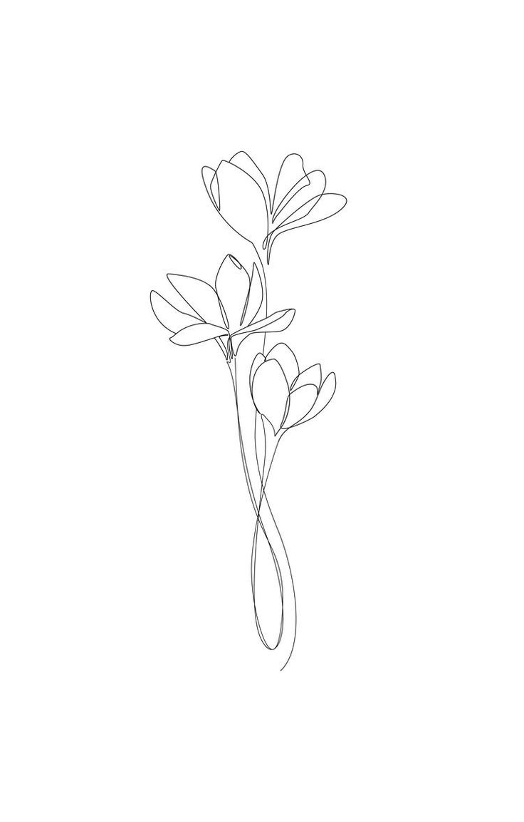 a line drawing of three flowers on a white background with the word love written below it