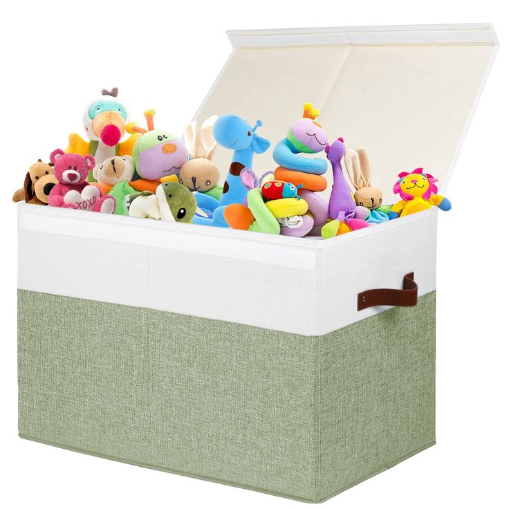 a toy chest filled with lots of stuffed animals