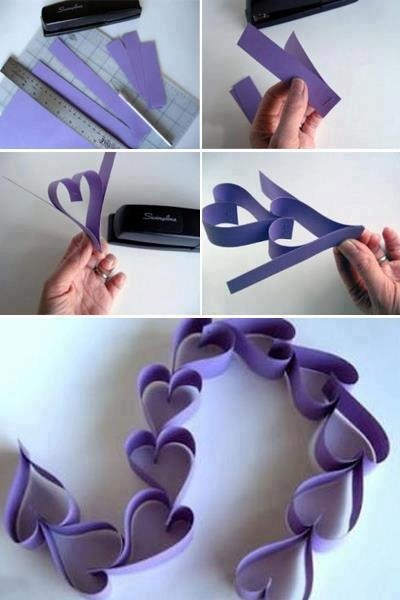 the steps to make an origami heart wreath