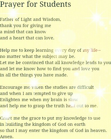 a poem written in the language of prayer for students