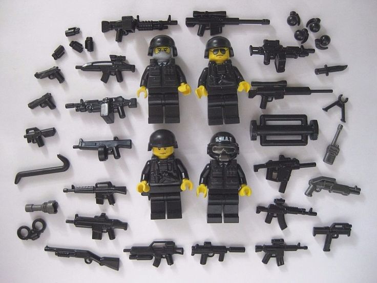 Lego Custom SWAT TEAM 4 Minifigures PLUS BrickArms Weapons Pack- FBI Combat #LEGO Fbi Swat, Lego Swat, Swat Team, Lego Military, Military Figures, Custom Lego, Lego Ideas, Cool Lego, Home Activities