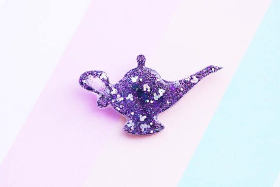 Princess Purple Genie Lamp Brooch Purple Sparkle Genie Lamp Genie Lamp, Purple Sparkle, Delta Zeta, Pink Roses, Pink And Green, Floral Rings, Heart Ring, Sparkle, Handmade Gift