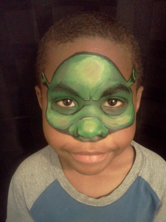 Shrek this is a design by Teresa King Dragon Face Painting, Face Painting For Boys, Painting Station, Dragon Face, Face Painting Easy, Face Paint Makeup, Kids Face Paint, Belly Painting, Face Painting Designs