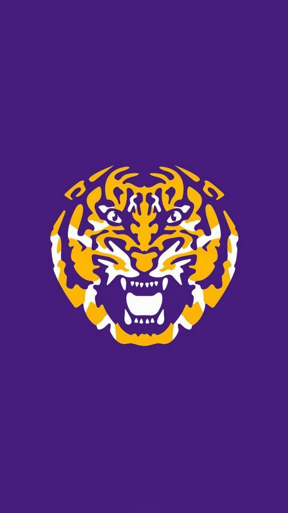 the lsu tigers logo is shown on a purple background with an orange and white tiger's head